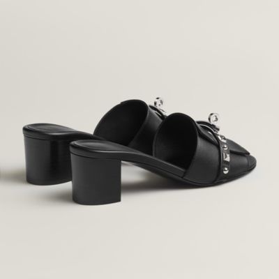 【HERMES 】GIGI サンダル バックル レザー ヒール黒　22.5 242098Z 02_back_wm_5